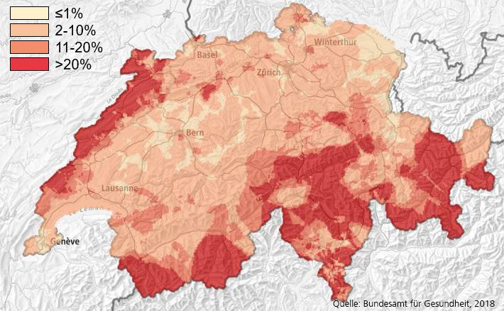 Carte du radon en Suisse
